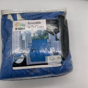 New Easy Going Chair Reversible Cover Blue & White Anti Slip Machine Washable